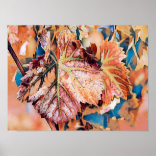 Affiche Feuilles de automne colorées avec aquarelle de cou