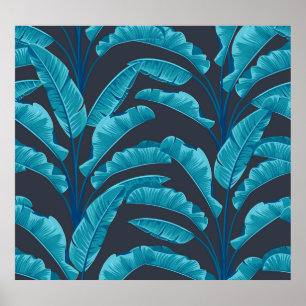 Affiche Feuilles de bananes : Motif tropical Vintage.