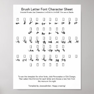 Affiche Feuilles de caractères de la police de lettres au 