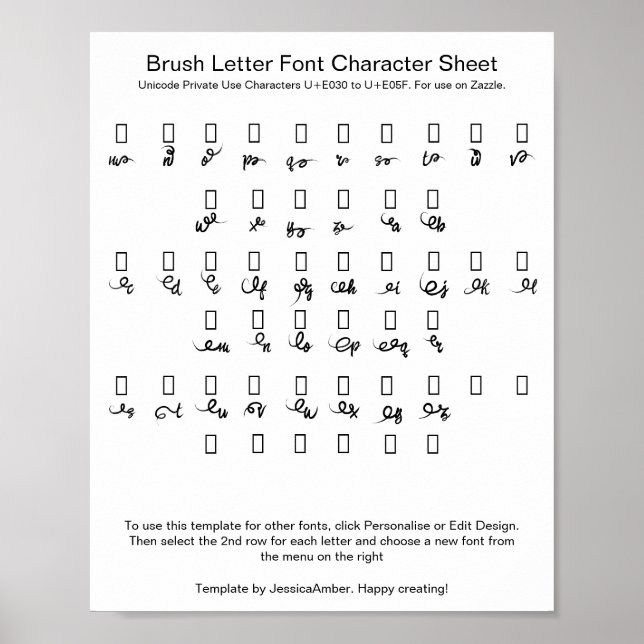 Affiche Feuilles de caractères de la police de lettres au  (Devant)