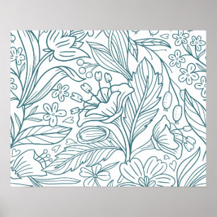 Affiche Feuilles de fleurs d'hibiscus simples et élégantes