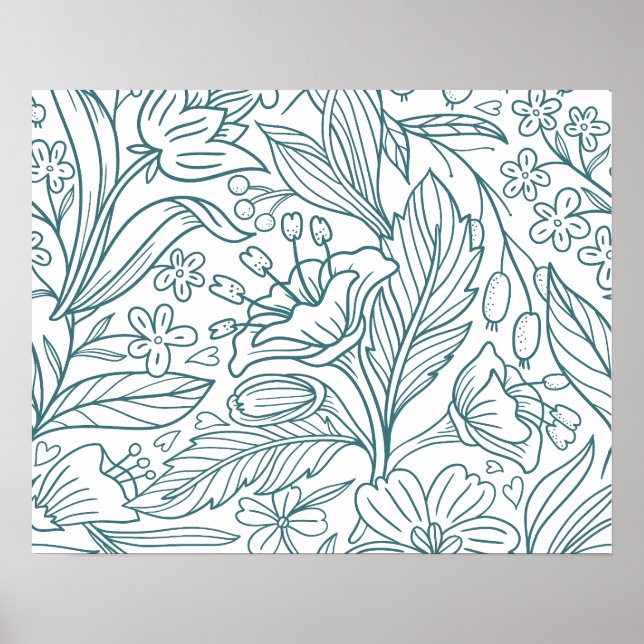 Affiche Feuilles de fleurs d'hibiscus simples et élégantes (Devant)