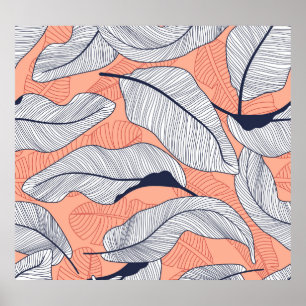 Affiche Feuilles de la Jungle Motif Tropical sans couture