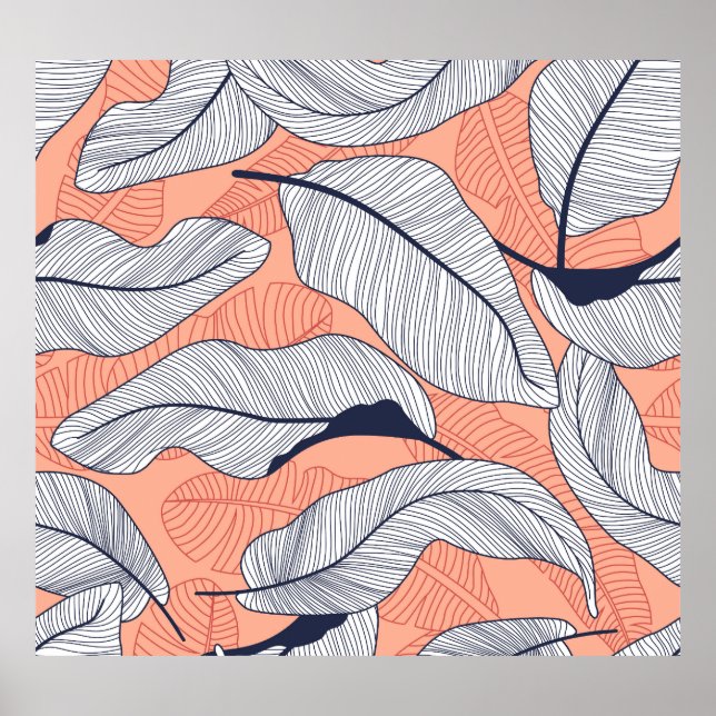 Affiche Feuilles de la Jungle Motif Tropical sans couture (Devant)