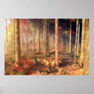 Affiche Feuilles de l'impression or