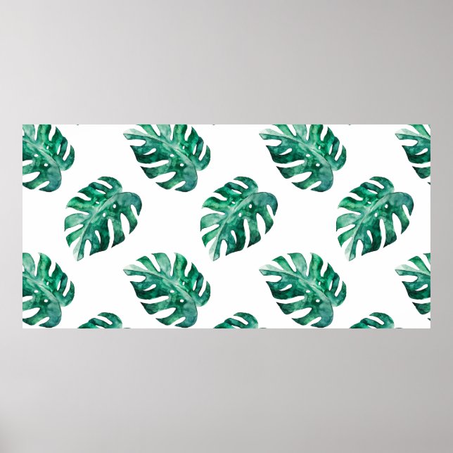 Affiche Feuilles de Monstera. Motif d'illustration tropica (Devant)