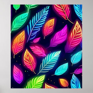 Affiche Feuilles de néon dans l'art lumineux