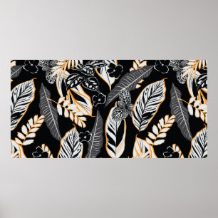 Affiche Feuilles de nuit tropicaux foncé et sans feuillage