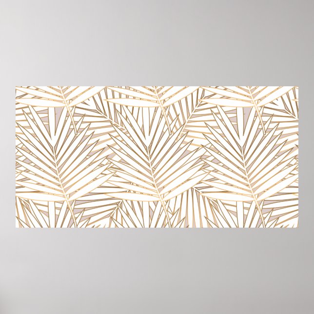 Affiche Feuilles de palmier doré sans couture motif sur do (Devant)