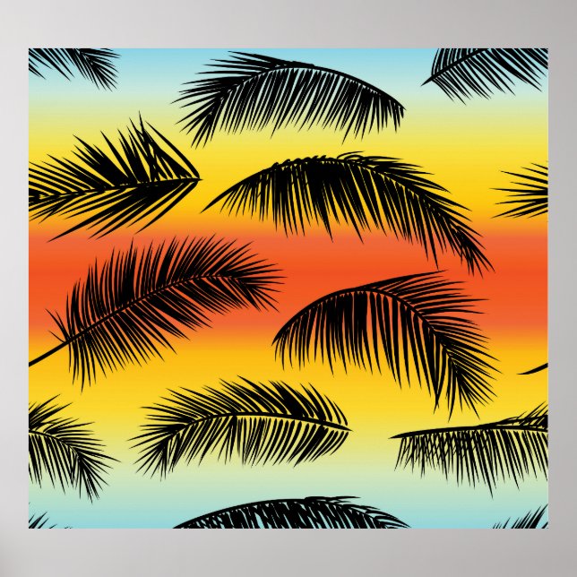 Affiche Feuilles de palmiers : motif sans soudure. (Devant)