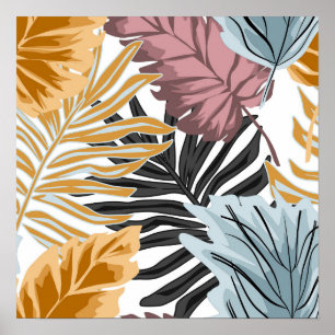 Affiche Feuilles de palmiers, tropical, botanique, jungle,