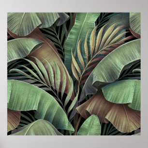 Affiche Feuilles de palmiers tropicaux, illustration 3D de