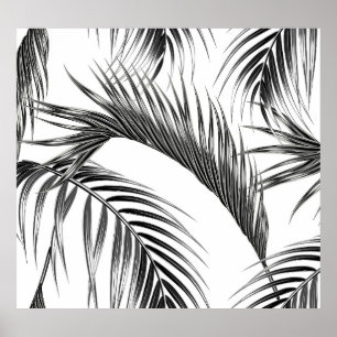 Affiche Feuilles de palmiers tropicaux, jungle sans soudur