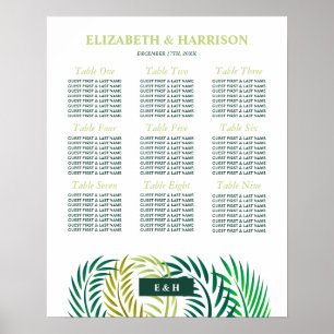 Affiche Feuilles de palmiers tropicaux, Plage Mariage Cart