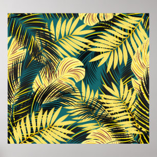 Affiche Feuilles de palmiers : Vintage foncé