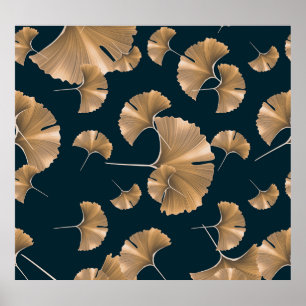 Affiche Feuilles de paume de ginko tropical, motif hawaïen