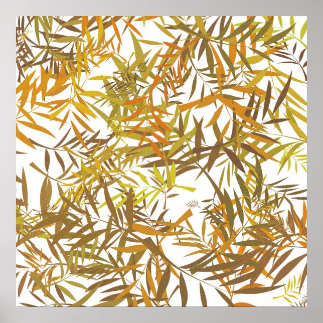 Affiche Feuilles de saule dorées, bronze et marron (Devant)