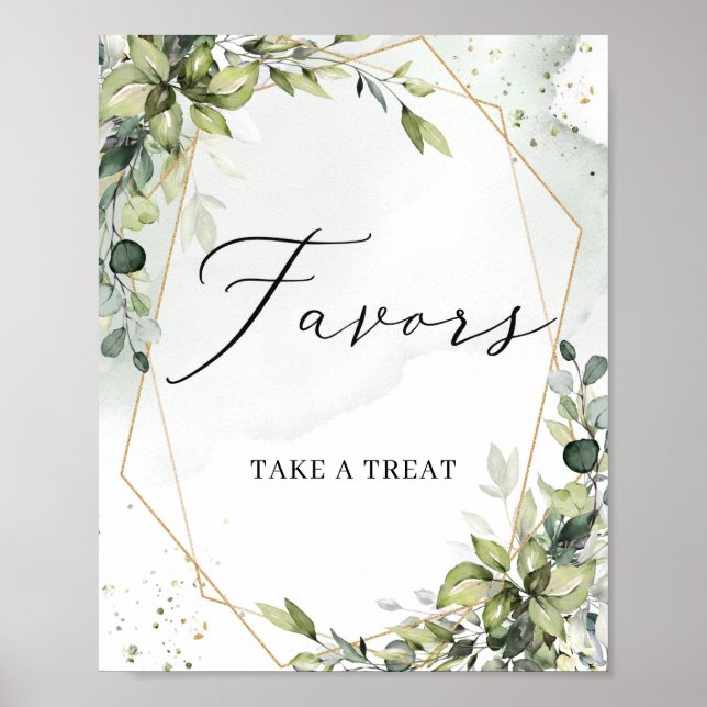 Affiche Feuilles de verdure moderne signe de faveurs géomé (Devant)