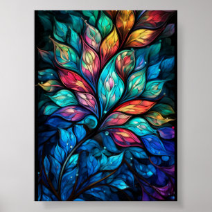Affiche Feuilles de verre teinté radieuses dans une tonali