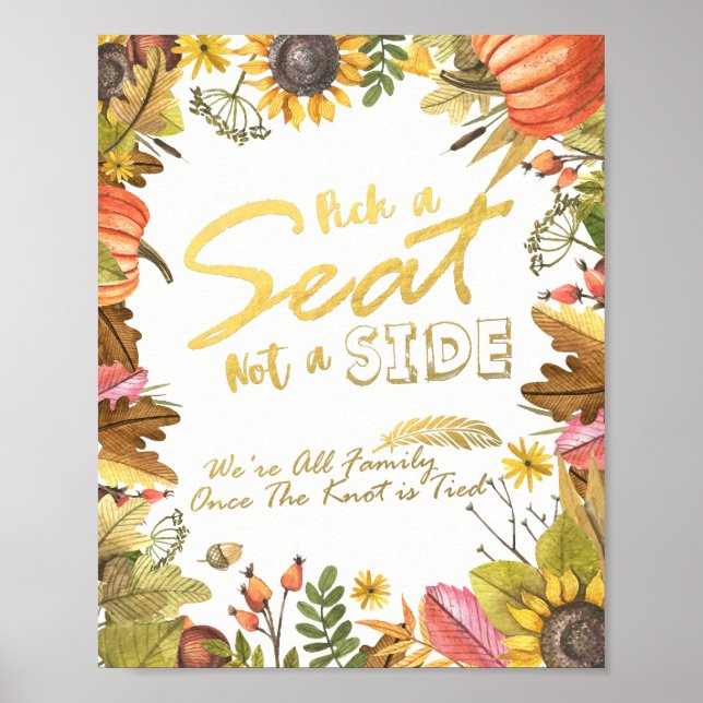Affiche Feuilles d'érable d'automne Choisissez un siège et (Devant)
