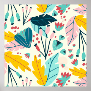 Affiche Feuilles d'été tropicaux