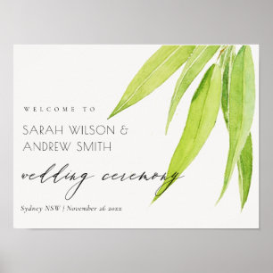 AFFICHE FEUILLES D'EUCALYPTUS AQUARELLE FOLIAGE MARIAGE