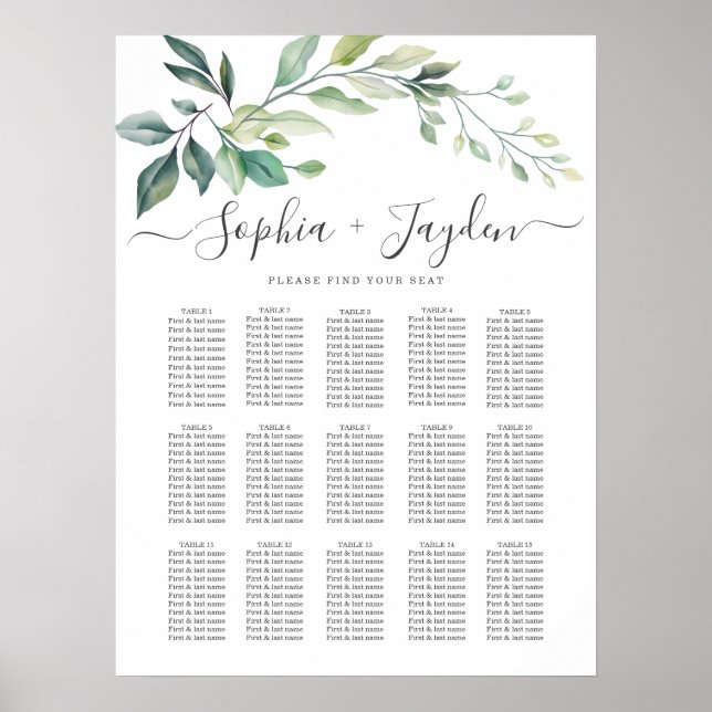 Affiche Feuilles d'eucalyptus de verdure à l'aquarelle mod (Devant)