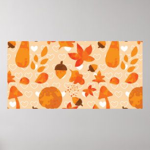 Affiche Feuilles et noix d'automne. Belle main de nature d