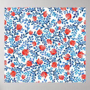 Affiche Feuilles floraux : Motif naturel sans transparence