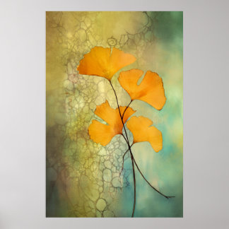 Affiche Feuilles Ginkgo couleur automne