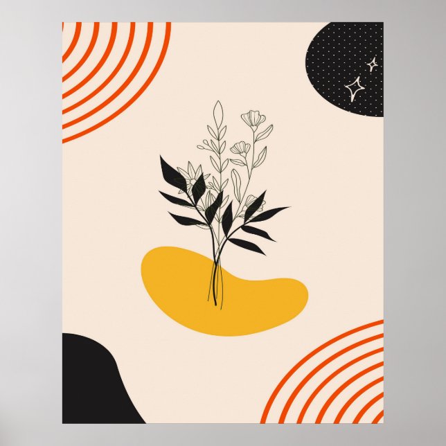 Affiche Feuilles minimalistes abstraites (Devant)
