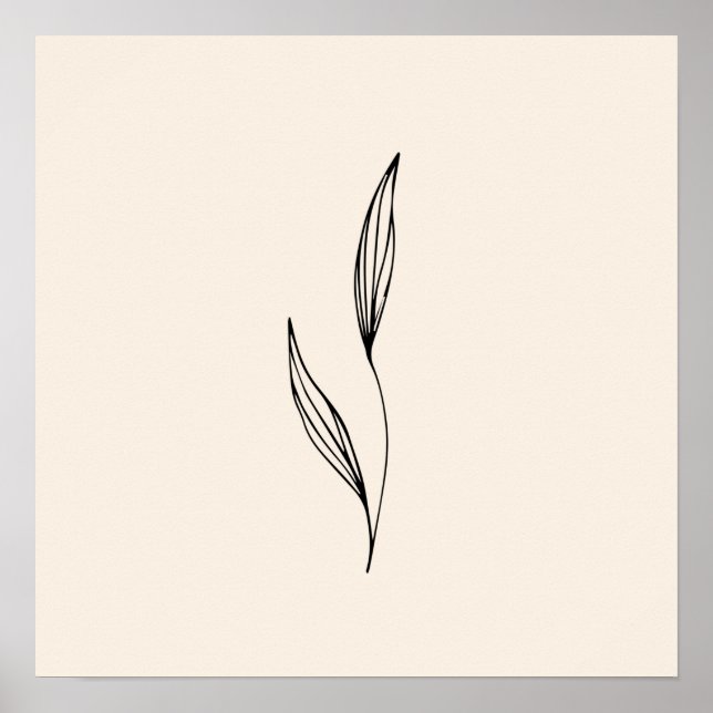 Affiche Feuilles noirs minimaux (Devant)