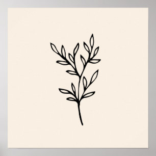 Affiche Feuilles noirs minimaux