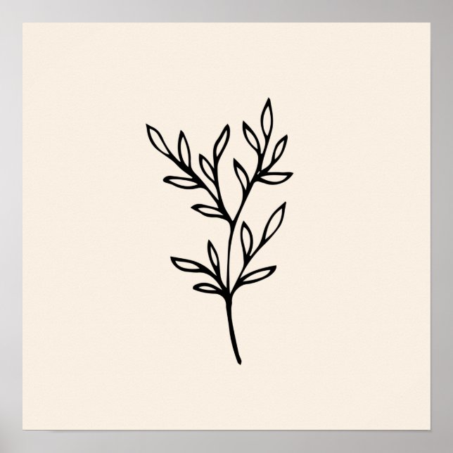 Affiche Feuilles noirs minimaux (Devant)