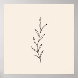Affiche Feuilles noirs minimaux