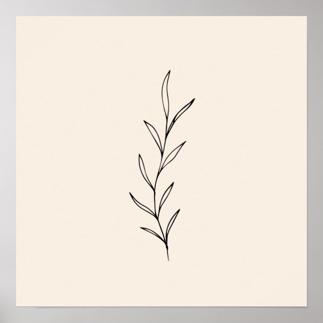 Affiche Feuilles noirs minimaux (Devant)