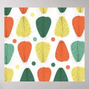 Affiche Feuilles peints de couleur, cadre d'affaires brill