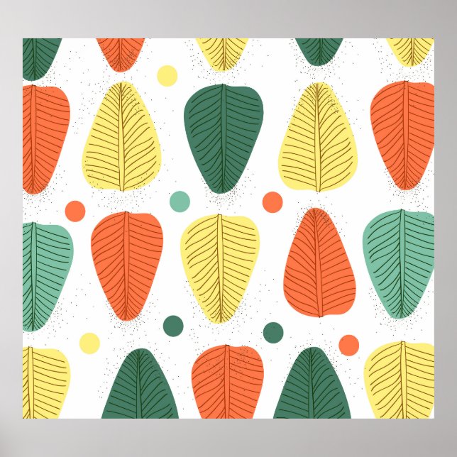 Affiche Feuilles peints de couleur, cadre d'affaires brill (Devant)