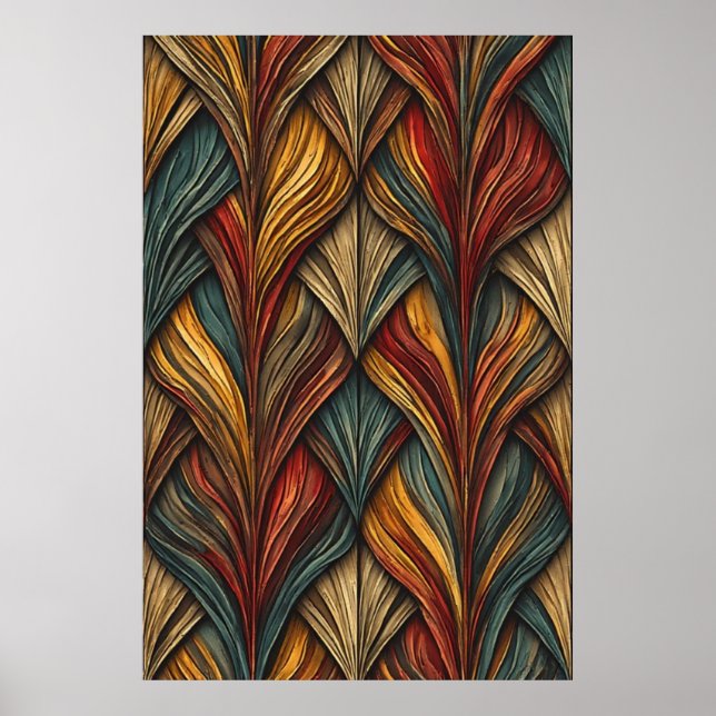 Affiche Feuilles sculpturaux : Une composition géométrique (Devant)