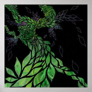 Affiche Feuilles texturés modernes sur toile d'arbre abstr