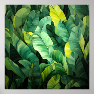 Affiche Feuilles tropicales, botanique abstraite, jungle,