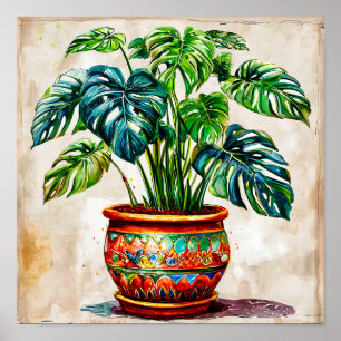 Affiche 🌿 Feuilles Tropicales de Monstera Plante Botaniqu