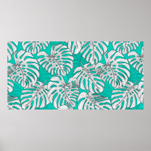 Affiche Feuilles tropicales, feuilles de jungle sans coutu