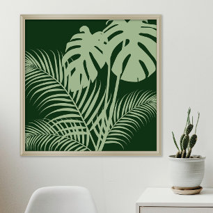 Affiche Feuilles tropicaux 1 Vert foncé Art moderne Imprim