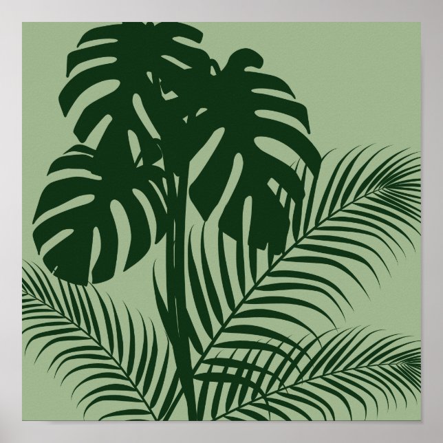 Affiche Feuilles tropicaux 2 Vert clair Art moderne Imprim (Devant)