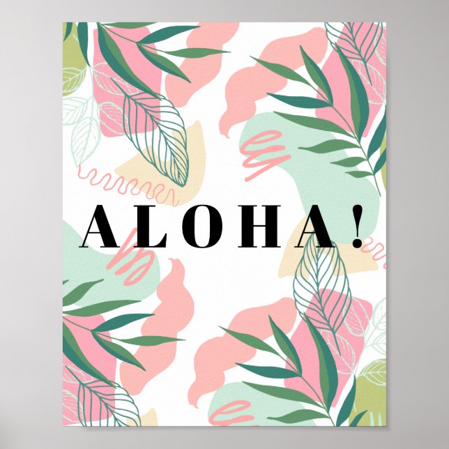 Affiche Feuilles tropicaux Abstraits Aloha modifiable (Devant)