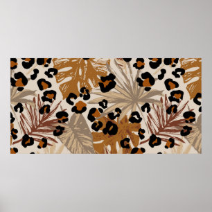 Affiche Feuilles tropicaux Abstraits et camoufle léopard g