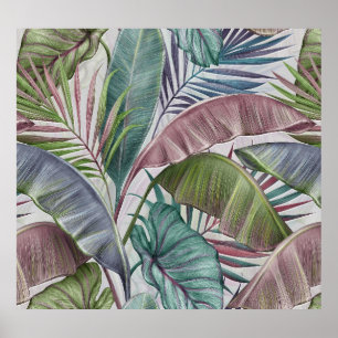 Affiche Feuilles tropicaux de luxe : pastel sans soudure.
