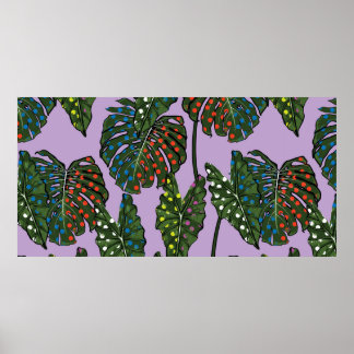 Affiche Feuilles tropicaux motif continu sur pop coloré a