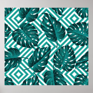 Affiche Feuilles tropicaux : Motif Floral sans joint.